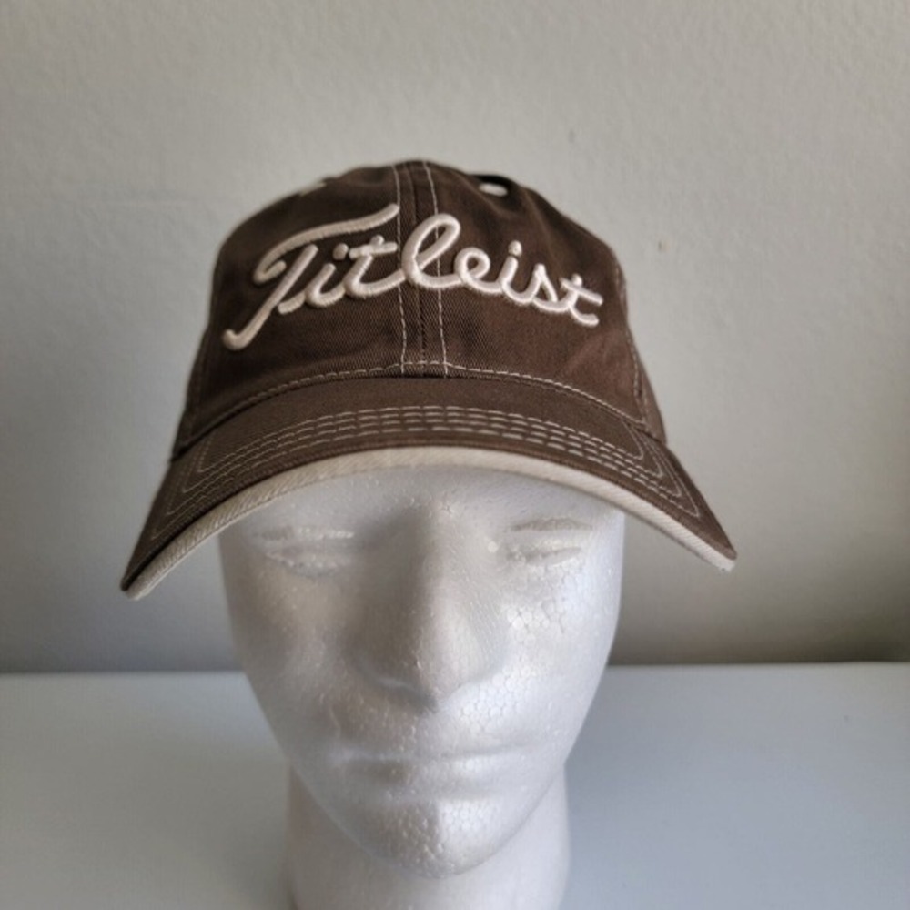 Titleist FootJoy FJ Golf Strapback Hat Cap Logo Brown Tan Adjustable‎ Men